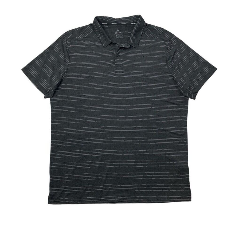 Nike Polo Shirt Mens L Large Charcoal White Heather Dri Fit Performance Golf